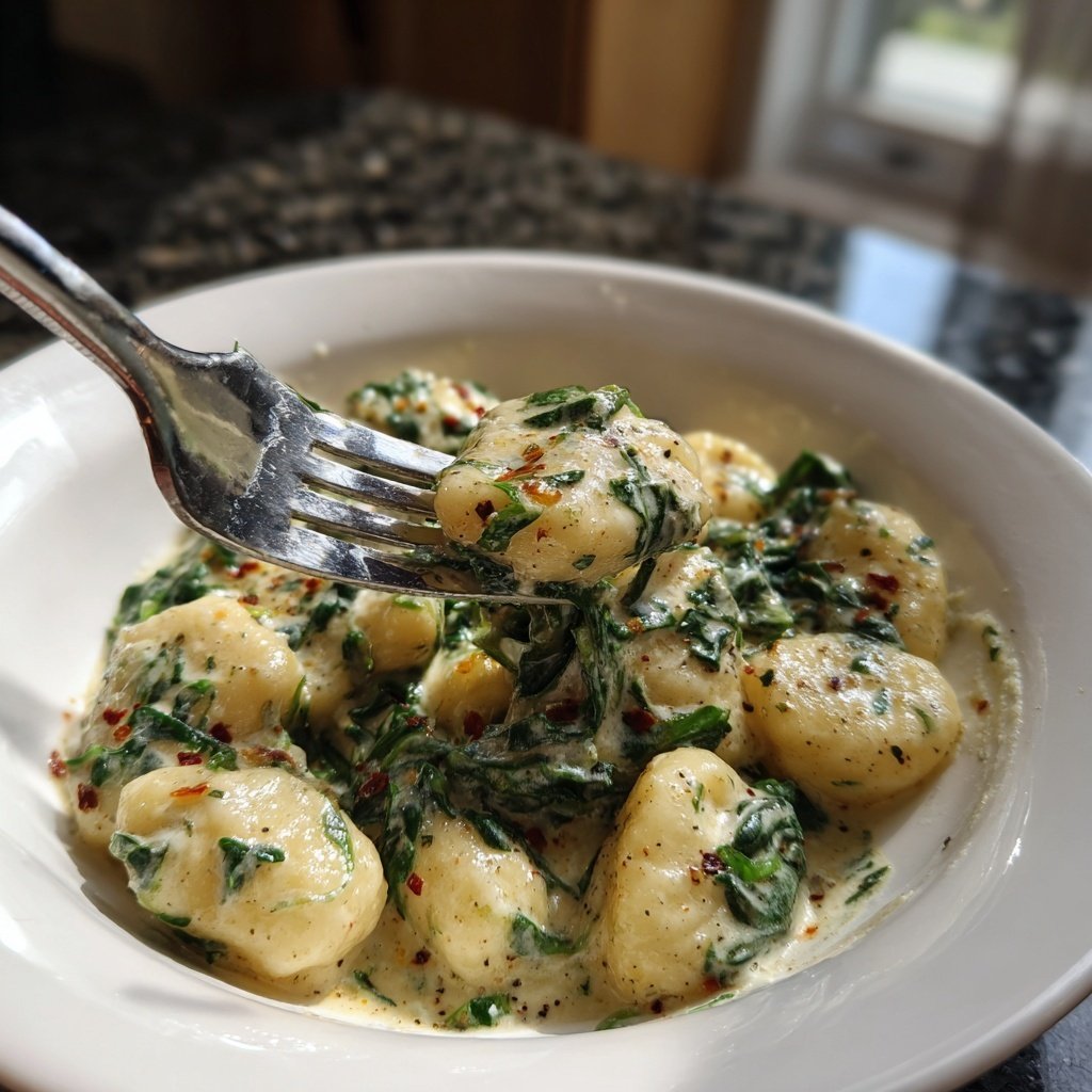 Gnocchi mit Spinat und Zitronensahne