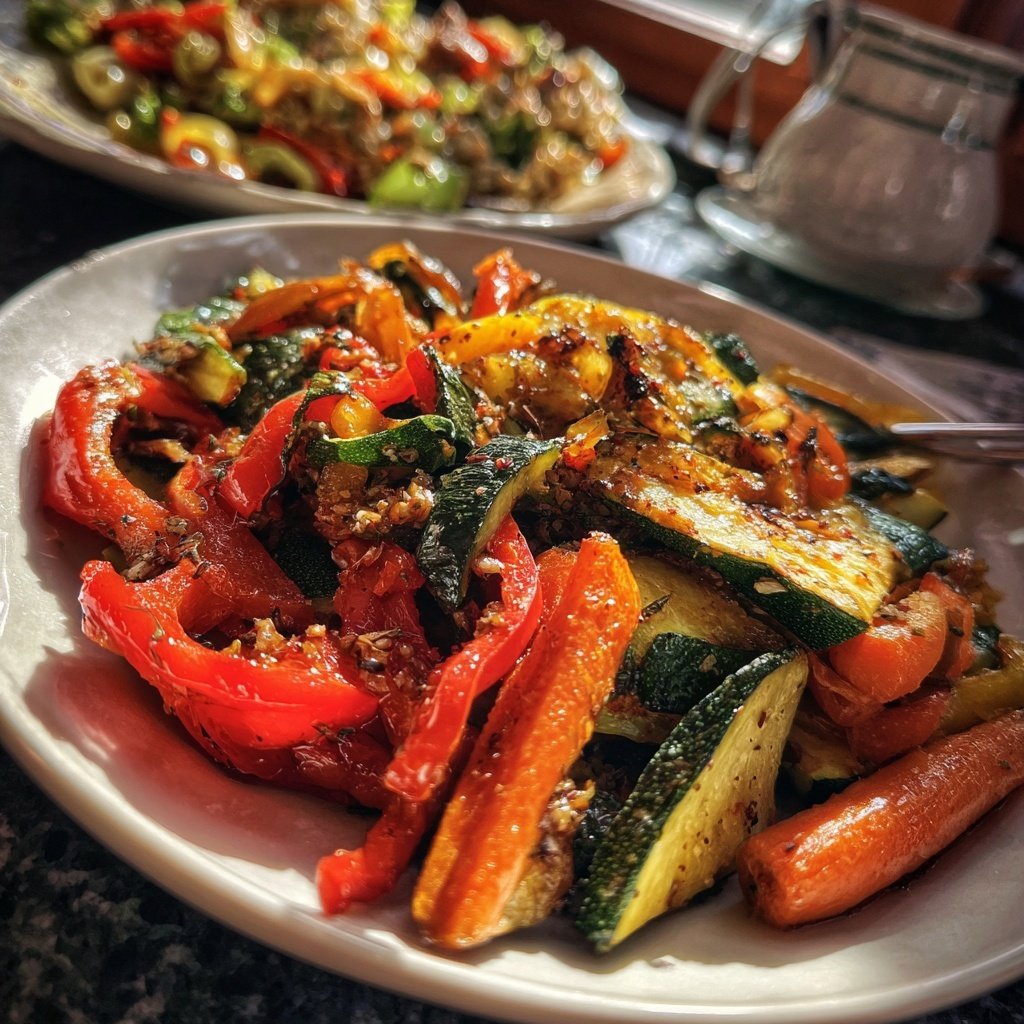 Abendessen mit Gemüsepfanne