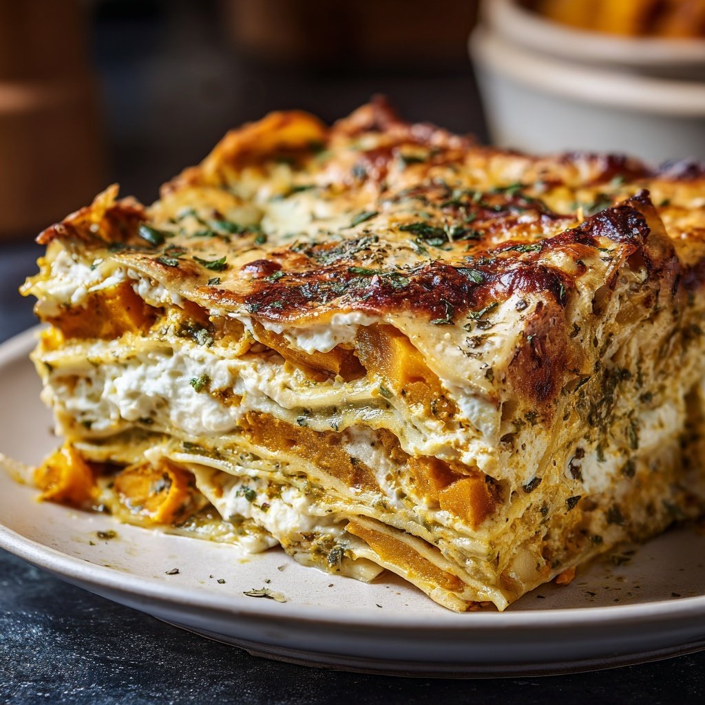 Lasagne mit Kürbis und Feta