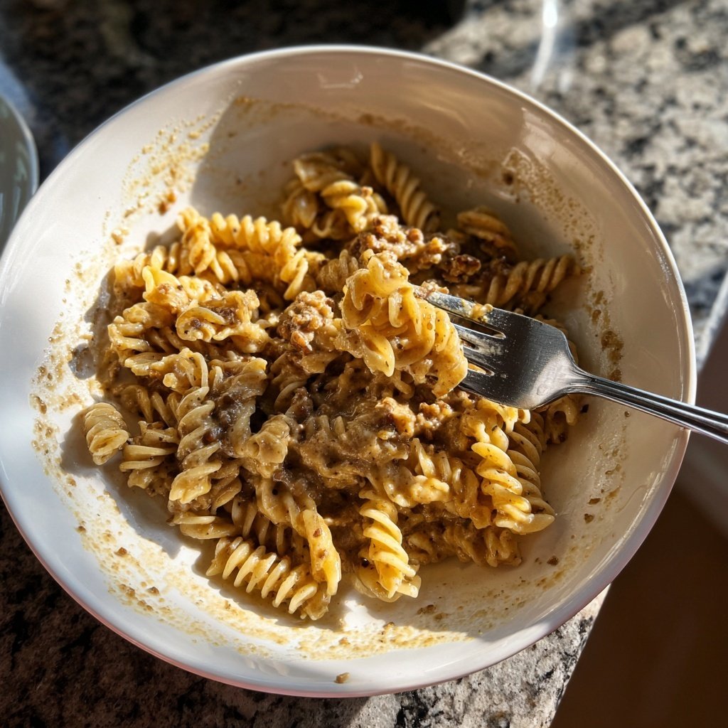 Walnuss-Linsen-Sauce mit Pasta