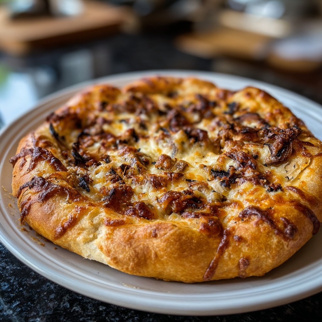 Pizza mit Pilzen und Mozzarella