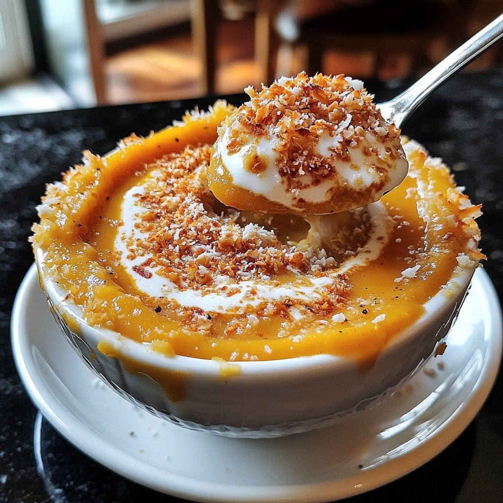 Butternut Kürbissuppe mit Ingwer und Kokos